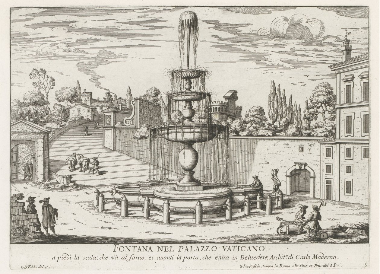 Fountain in the Vatican (Fontana nel Palazzo Vaticano) (Fountains of Rome) by Giovanni Battista Falda