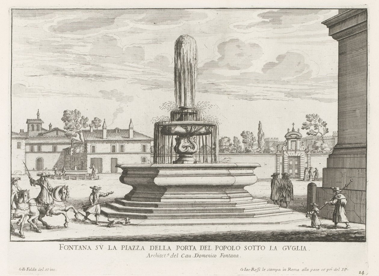 Fountain on Piazza del Popolo in Rome by Giovanni Battista Falda