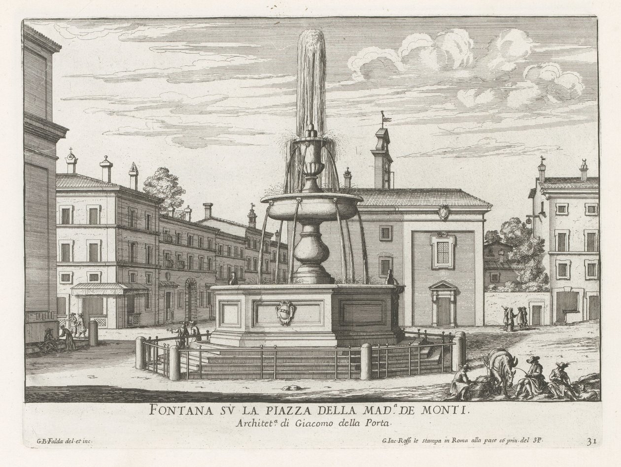 Fountain on Piazza della Madonna dei Monti in Rome by Giovanni Battista Falda