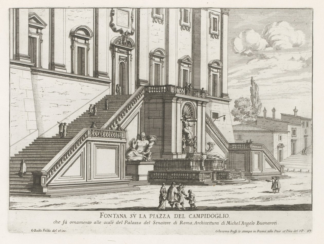 Fountain in Front of the Palazzo Senatorio on the Capitoline Hill in Rome by Giovanni Battista Falda