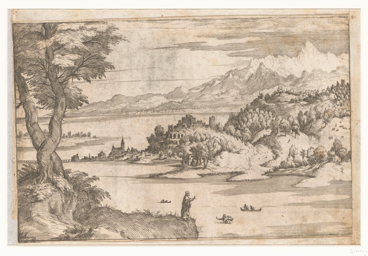 Peter Walking on Water (Landscapes with Scenes from the Life of Christ) by Giovanni Battista Fontana