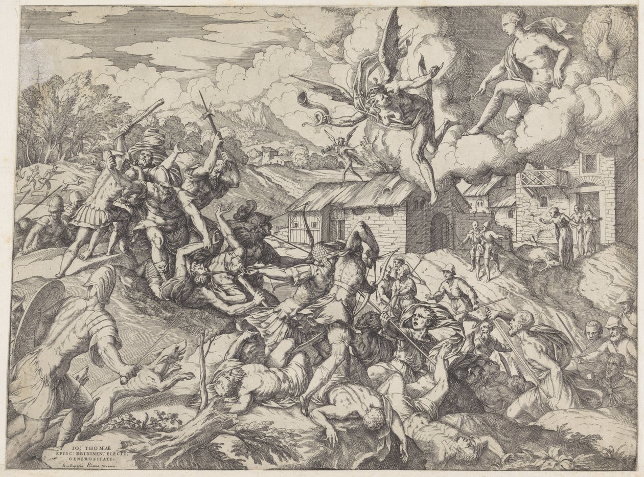 Soldiers of Aeneas Fighting with Servants of King Latinus by Giovanni Battista Fontana