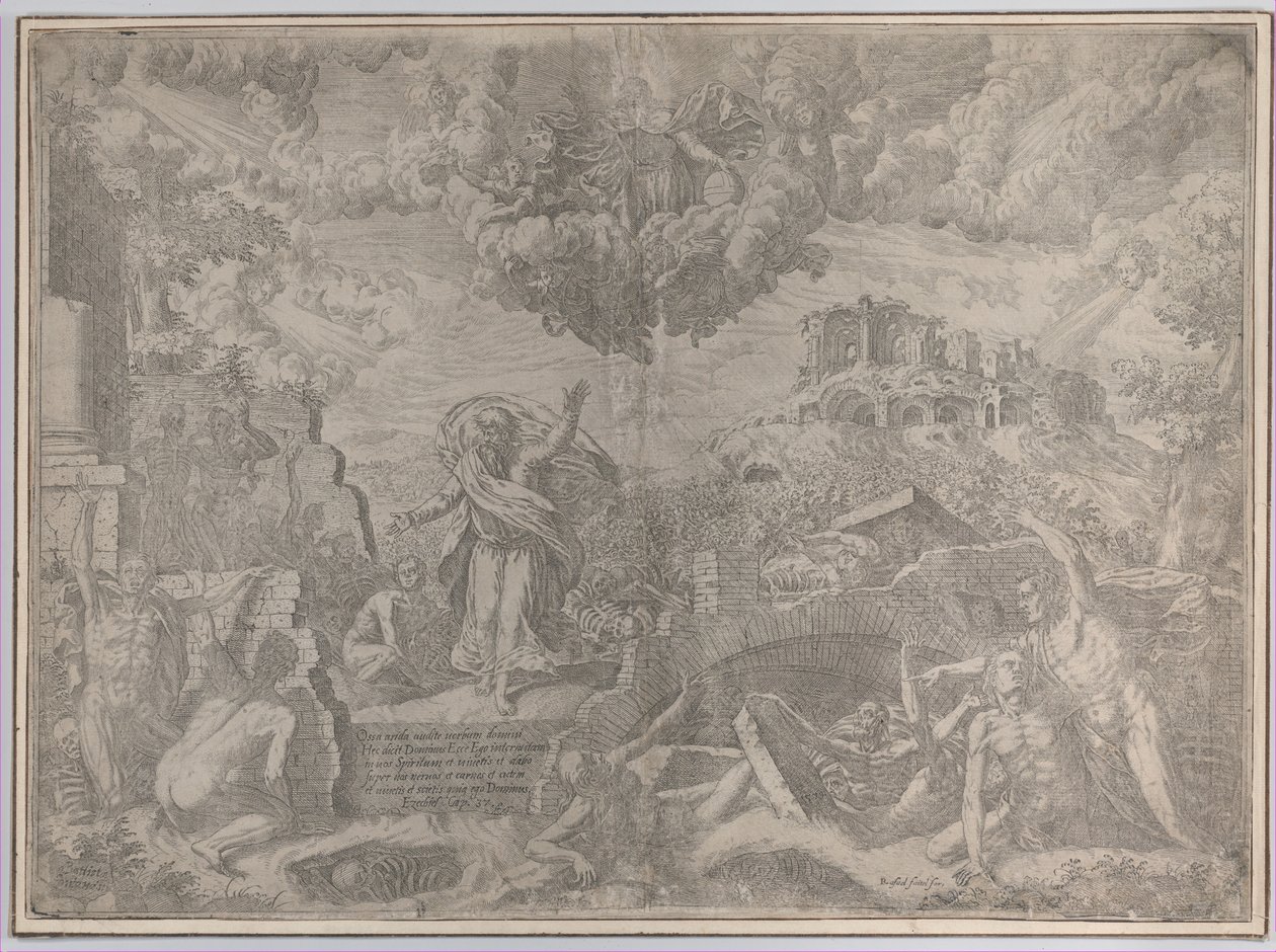 The Vision of Ezekiel, with the Dead Rising and Putting on Their Flesh, God the Father Above, 1579 by Giovanni Battista Fontana