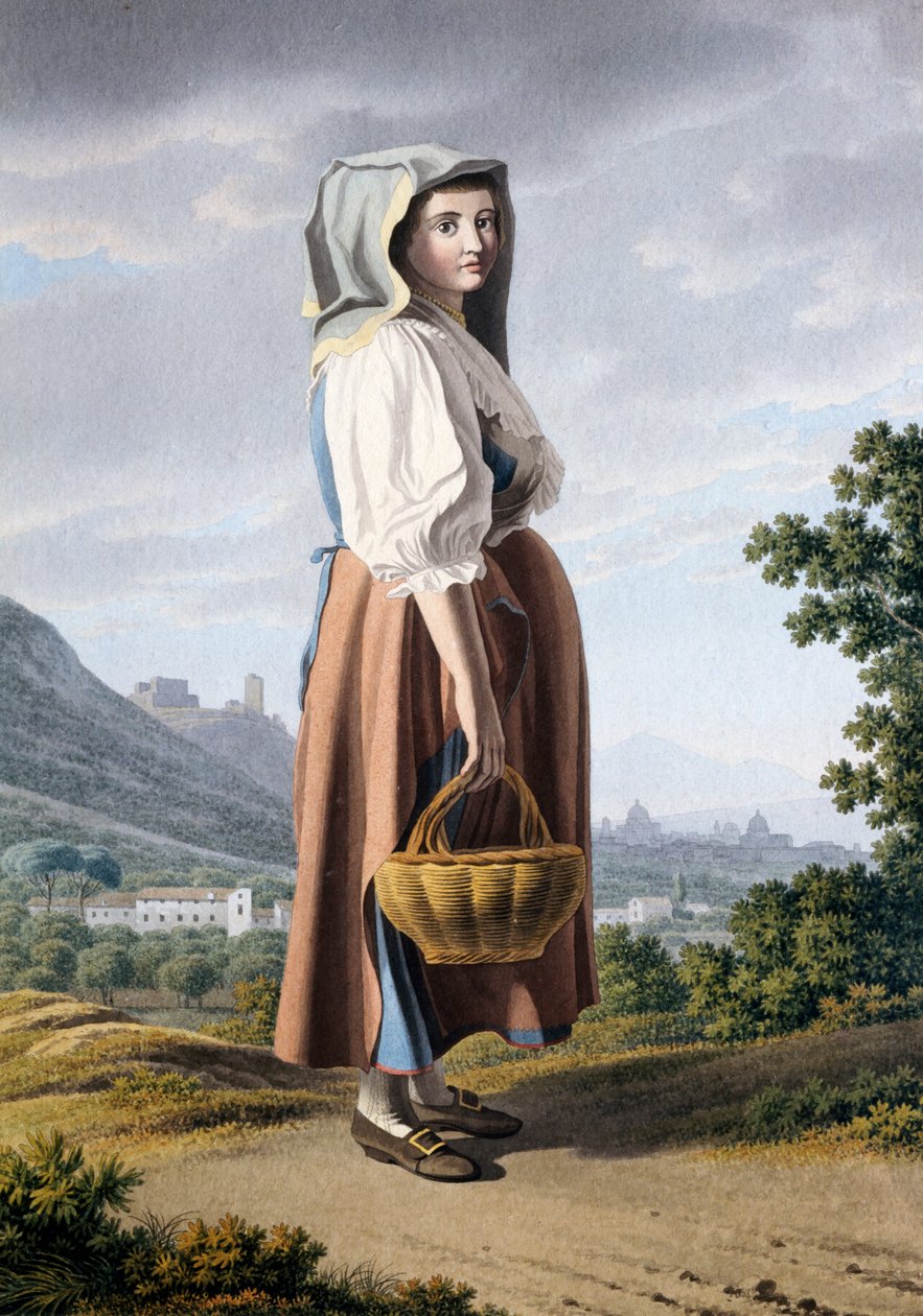 Peasant in the Background of Maddaloni, by Giovan Battista Lusieri, Italy by Giovanni Battista Lusieri