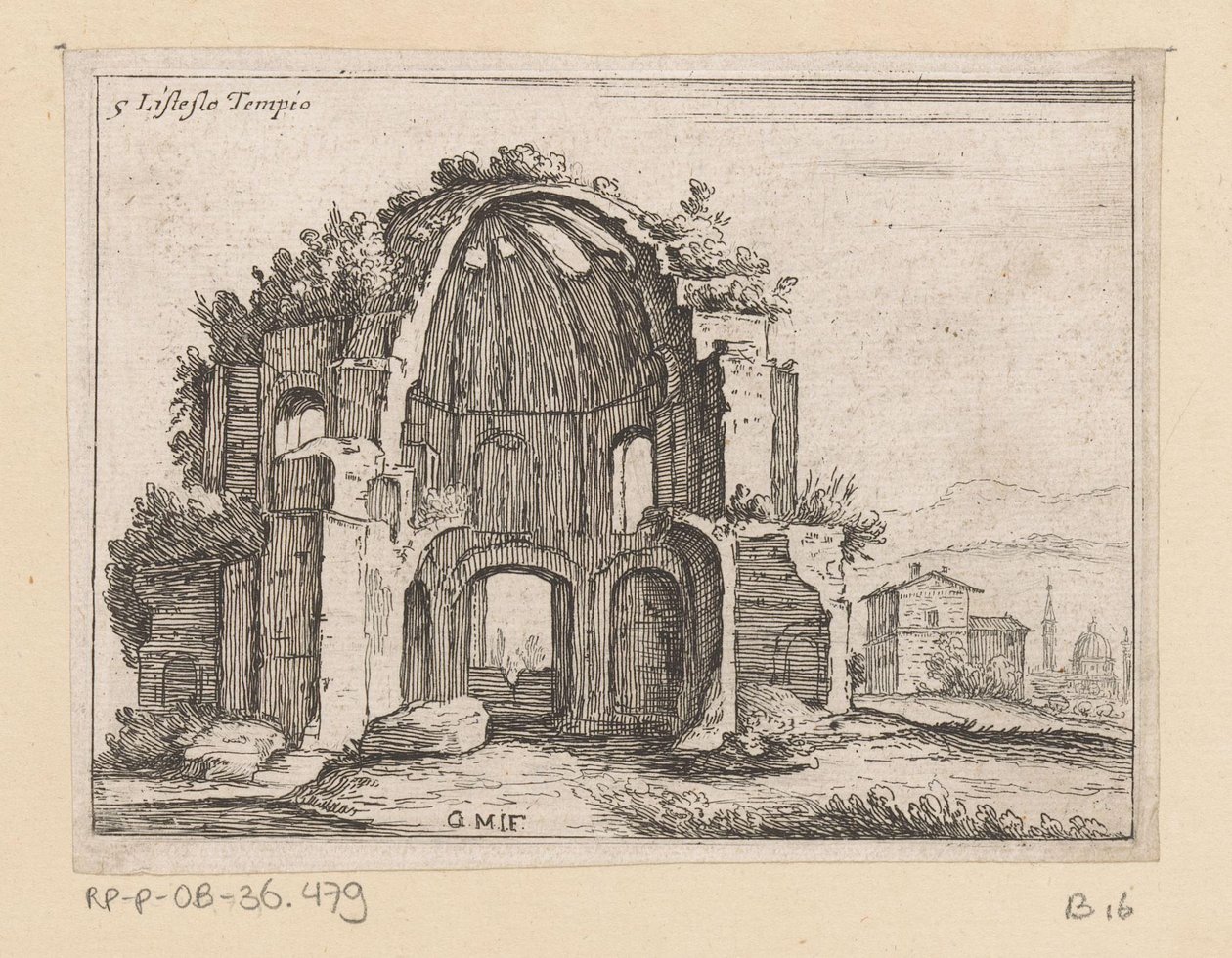 Ruins of the Temple of Minerva Medica in a Landscape by Giovanni Battista Mercati