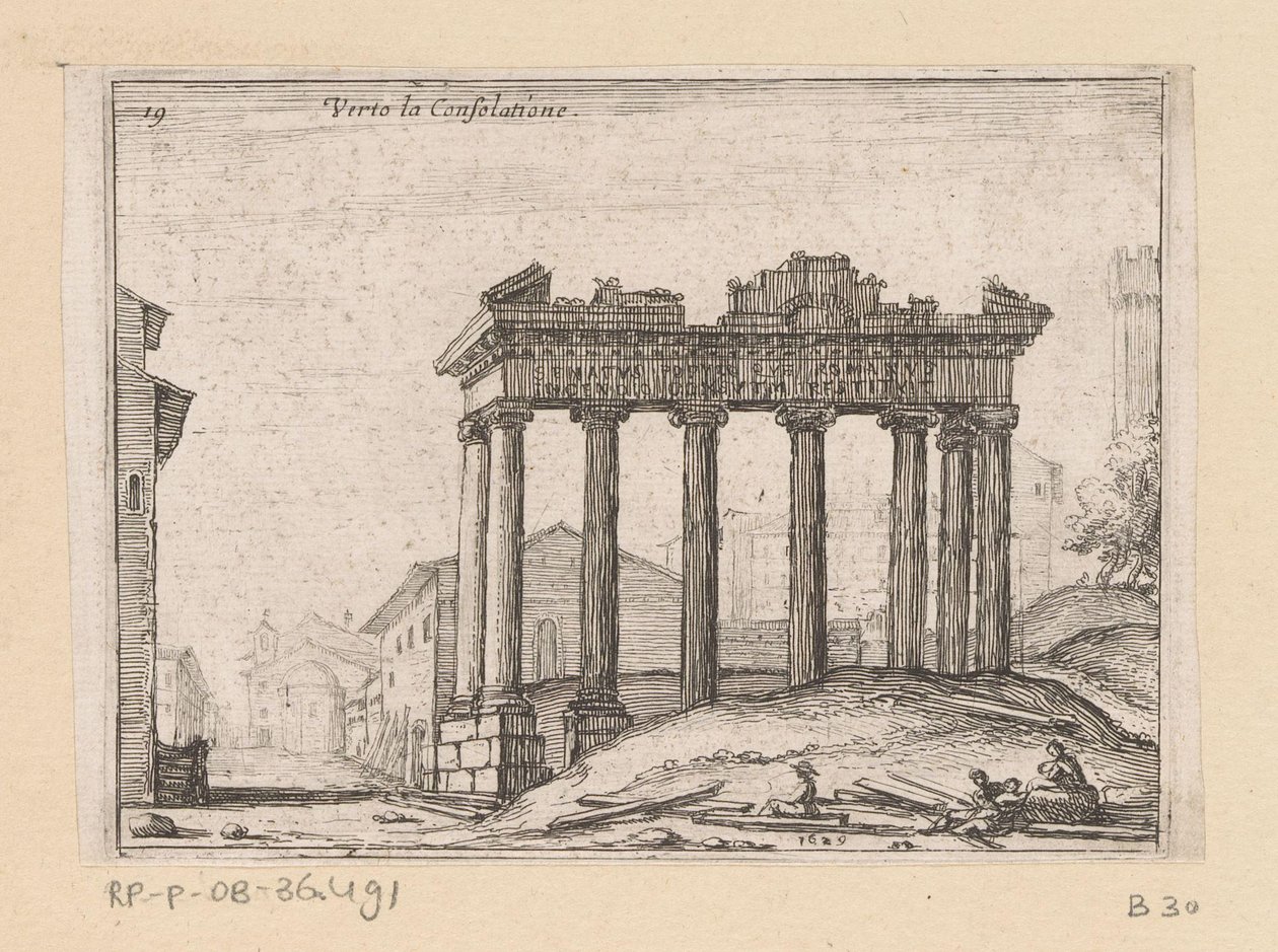 Ruins of the Temple of Saturn on the Roman Forum in Rome (Views of Rome) by Giovanni Battista Mercati