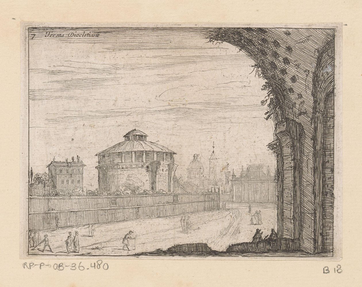 Ruins of the Baths of Diocletian in Rome Terma Diocletiane (title on object) Views of Rome (series title) Alcune Vedute et Prospettive di Luoghi Dishabitati di Roma (series title) by Giovanni Battista Mercati