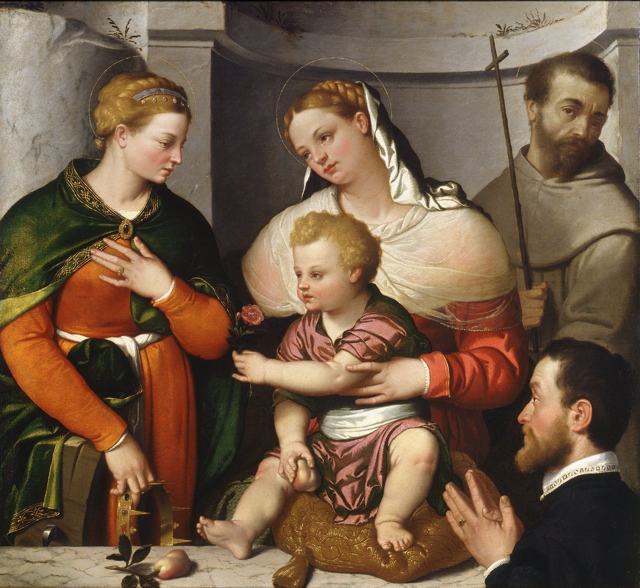 Madonna and Child with St. Catherine, St. Francis and the Donor by Giovanni Battista Moroni