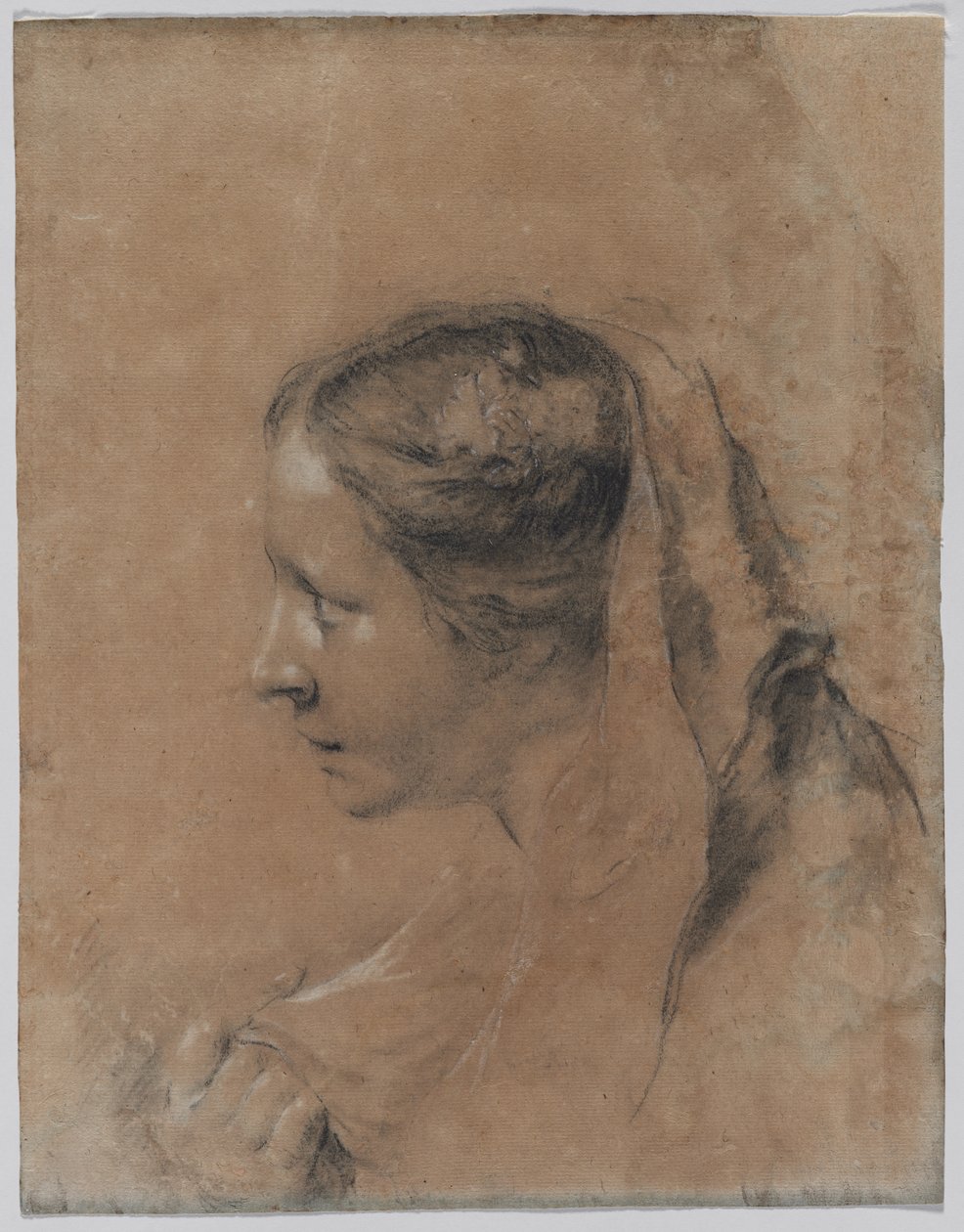 Head of a Woman in Profile with a Scarf by Giovanni Battista Piazzetta