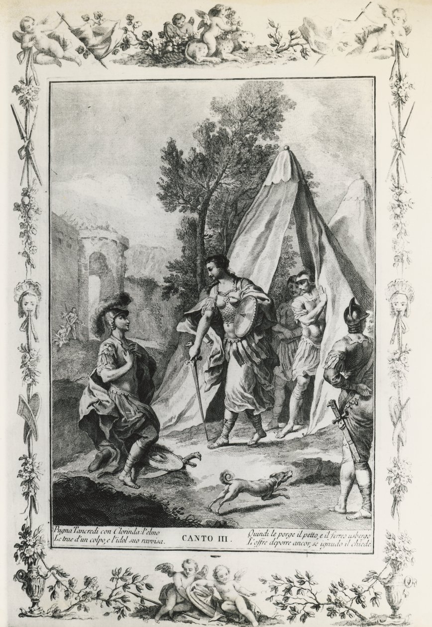 Jerusalem Delivered, canto III, illustration for poem by Torquato Tasso by Giovanni Battista Piazzetta