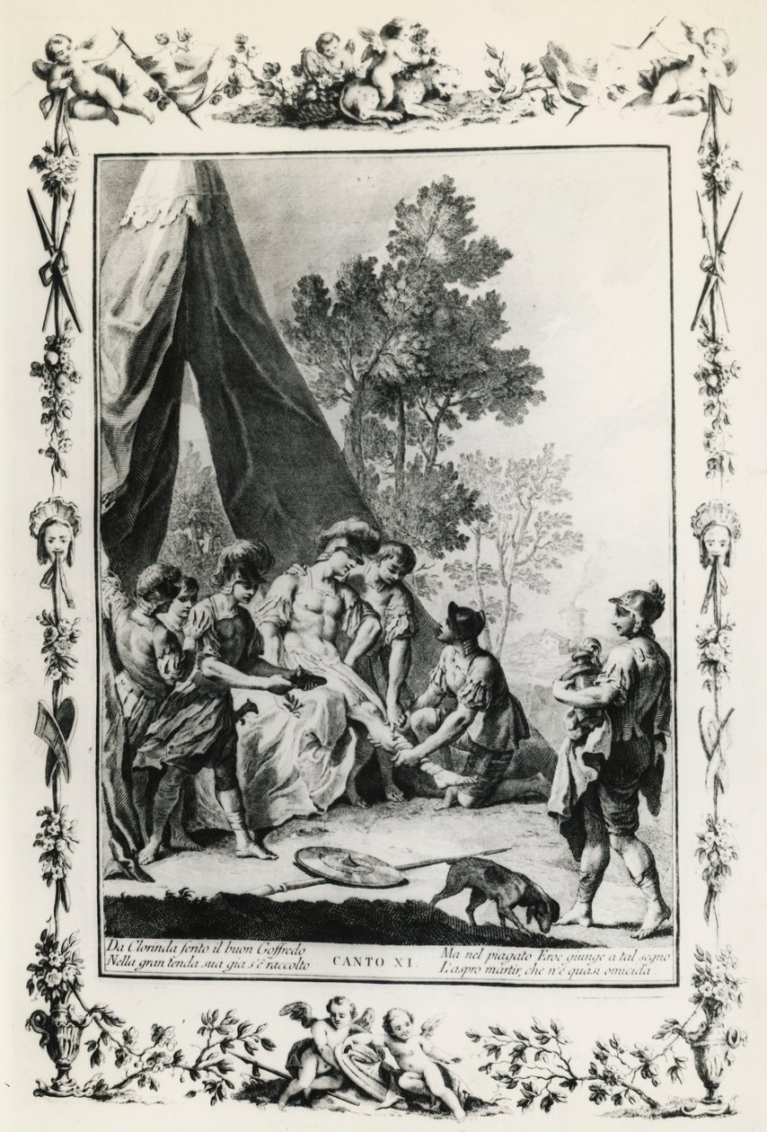 Jerusalem Delivered, canto XI illustration by Giovanni Battista Piazzetta for poem by Torquato Tasso, edition published in Venice in 1745, Italy by Giovanni Battista Piazzetta