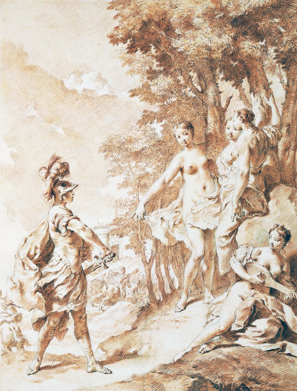Tancredi on the threshold of the enchanted forest, scene from The Jerusalem Delivered by Torquato Tasso by Giovanni Battista Piazzetta