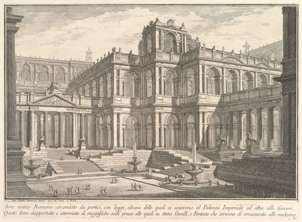 Ancient Roman Forum Surrounded by Porticoes, with Loggias by Giovanni Battista Piranesi