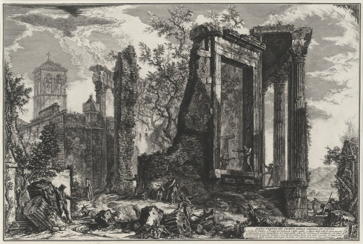 Another view of the Tempio della Sibilla in Tivoli (from: Vedute di Roma) by Giovanni Battista Piranesi