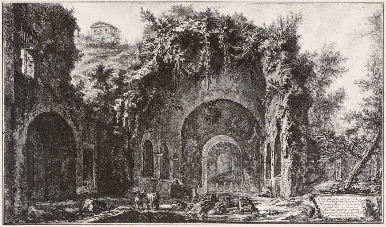 View of the Source and the Grottos of Egeria in Front of Porta Capena, Now Porta di San Sebastiano by Giovanni Battista Piranesi