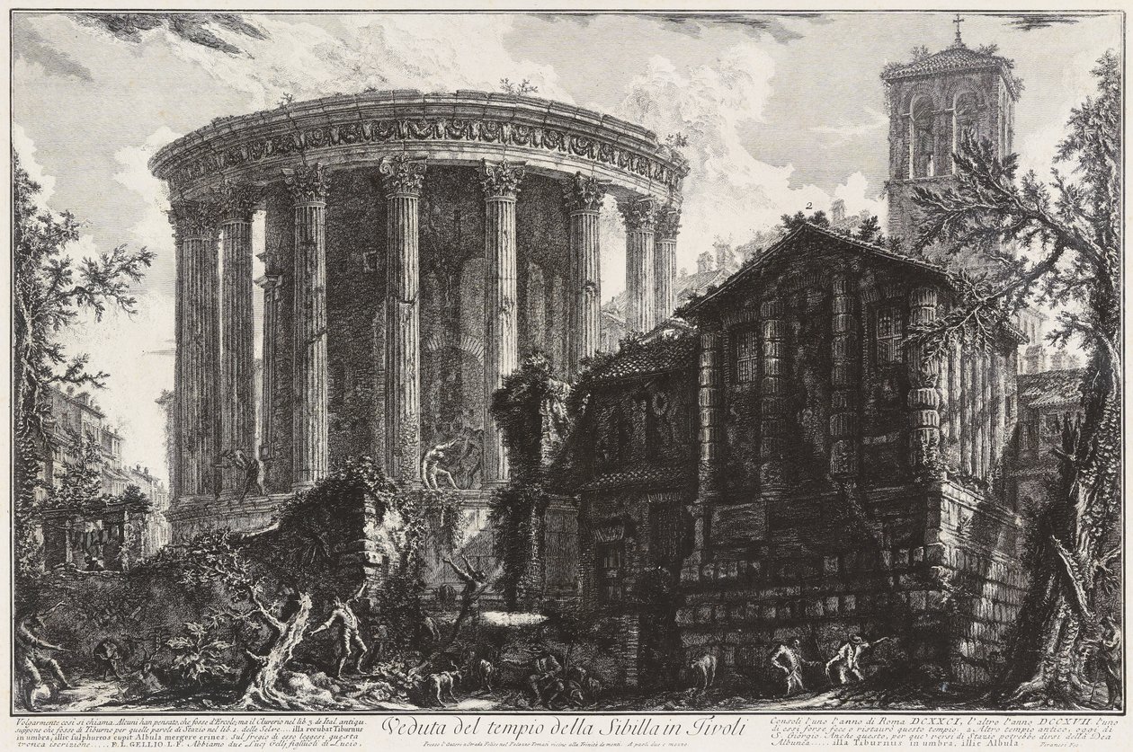 View of the Temple of Sibyl in Tivoli by Giovanni Battista Piranesi