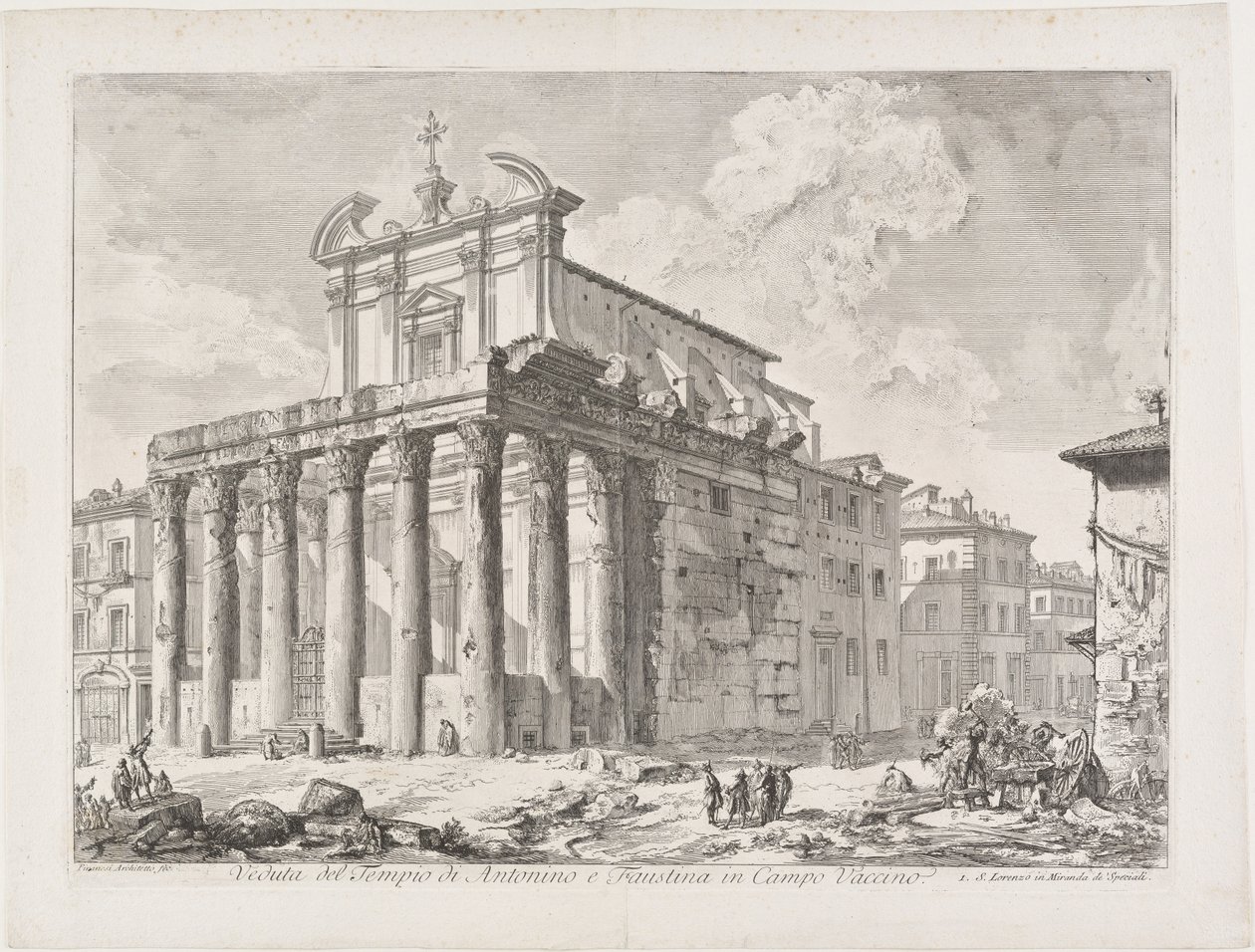 View of the Temple of Antoninus and Faustina on the Roman Forum by Giovanni Battista Piranesi