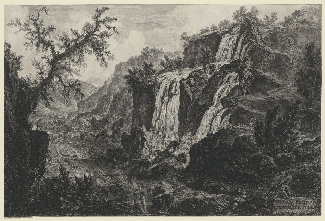 View of the Waterfall at Tivoli (from: Vedute di Roma) by Giovanni Battista Piranesi
