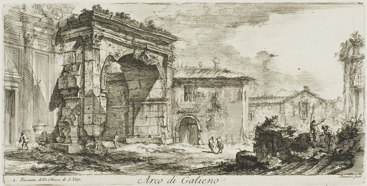 Arch of Galienus. Facade of the Church of S. Vito, plate 29 from Some Views of Triumphal Arches and other monuments by Giovanni Battista Piranesi