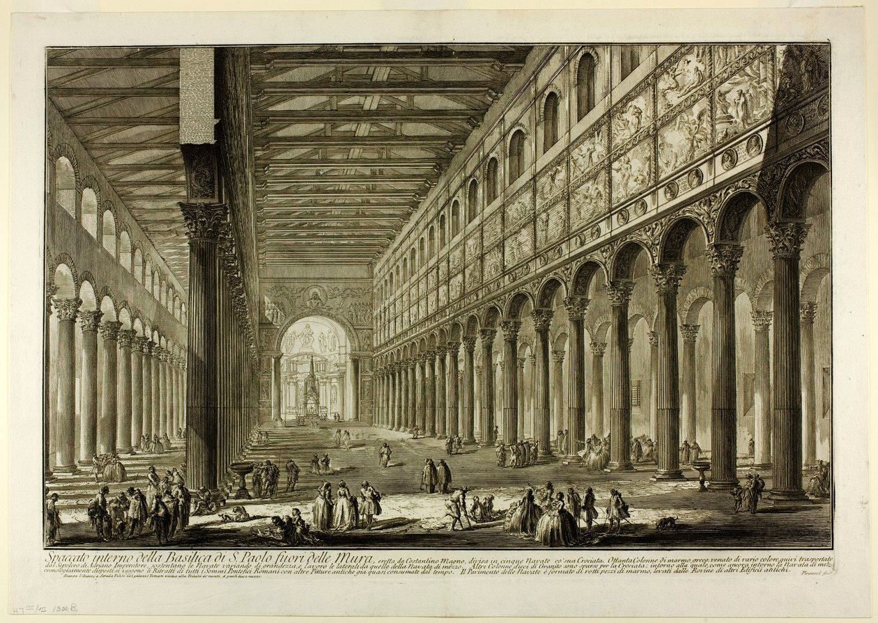 Cut-away View of the Interior of the Basilica of St. Paul Outside the Walls, from Views of Rome by Giovanni Battista Piranesi