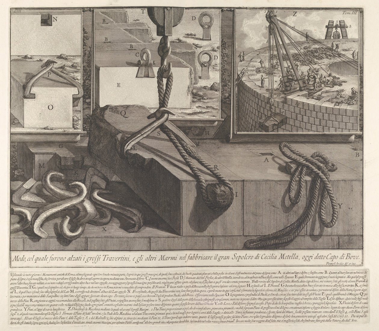 Demonstration Panel Showing Technique for Raising Travertine and Marble Blocks for the Construction by Giovanni Battista Piranesi