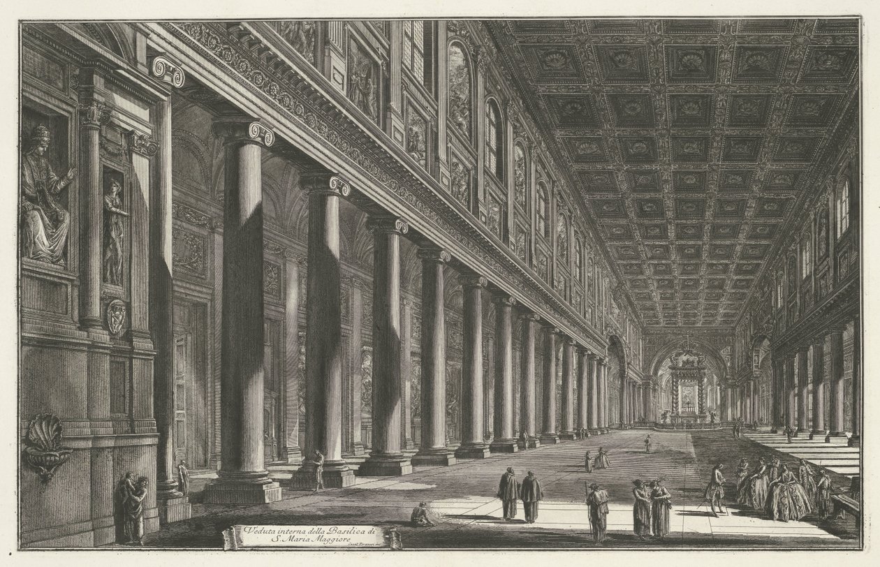 Interior of Santa Maria Maggiore in Rome (Views of Rome) (Views of Rome drawn and engraved by Giambattista Piranesi) by Giovanni Battista Piranesi