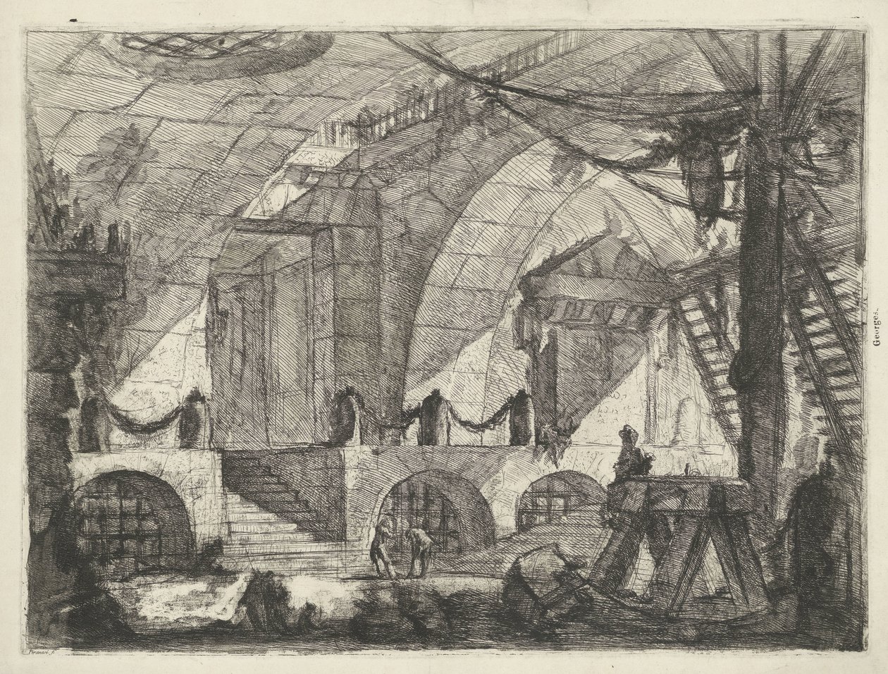Dungeon with Sawhorse (Prisons) by Giovanni Battista Piranesi