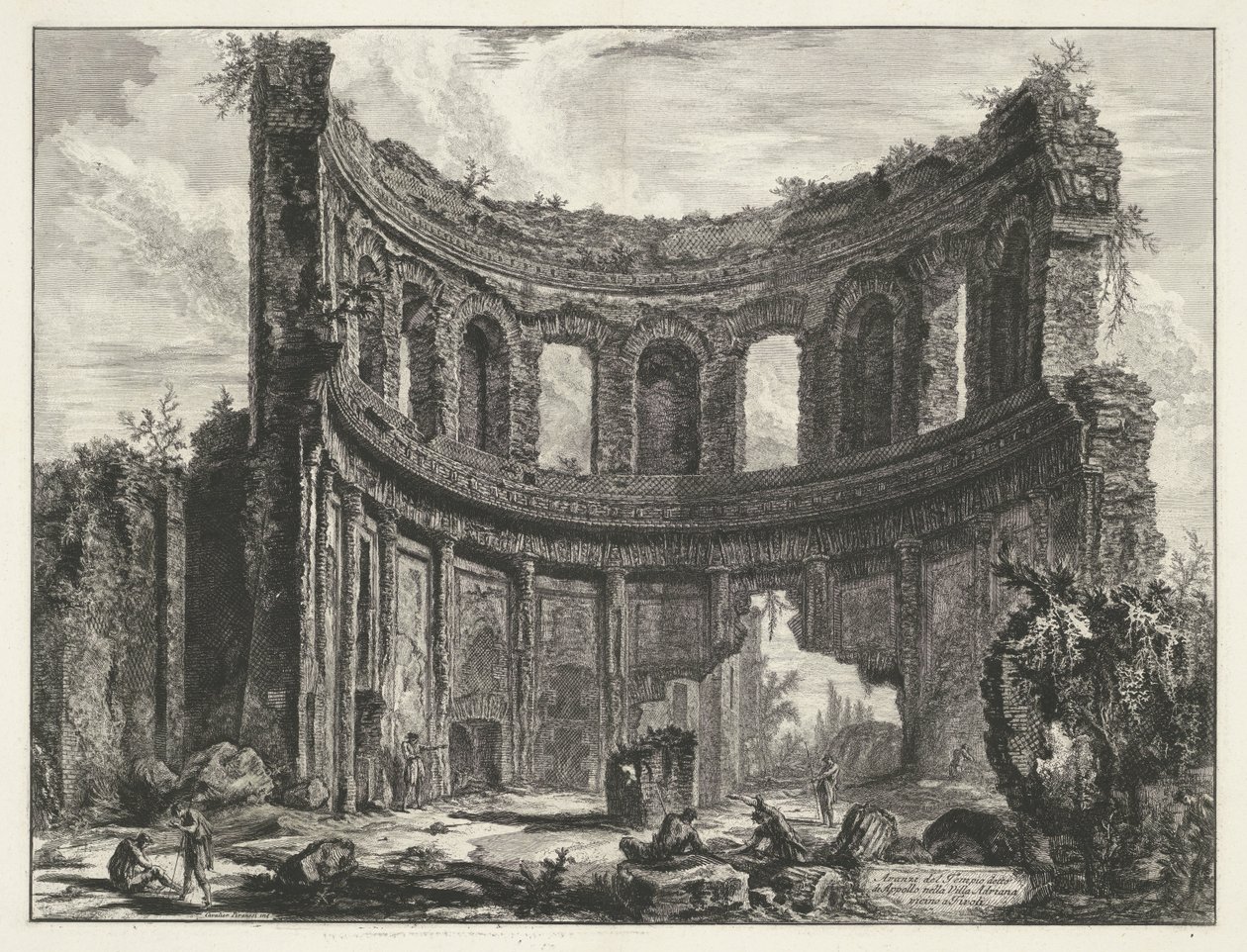 Small Palace in Villa Adriana at Tivoli (Avanzi del Tempio detto il Appollo nella Villa Adriana vicino a Tivoli) (Views of Rome series) (Vedute di Roma disegnate ed incise da Giambattista Piranesi architetto Veneziano series) by Giovanni Battista Piranesi