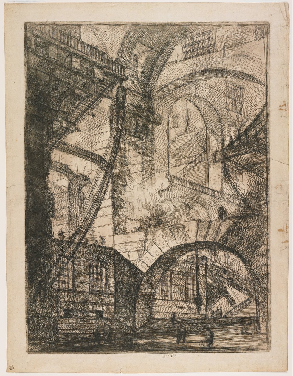 Perspective of Arches, with a Smoking Fire, Plate 6 from Carceri d