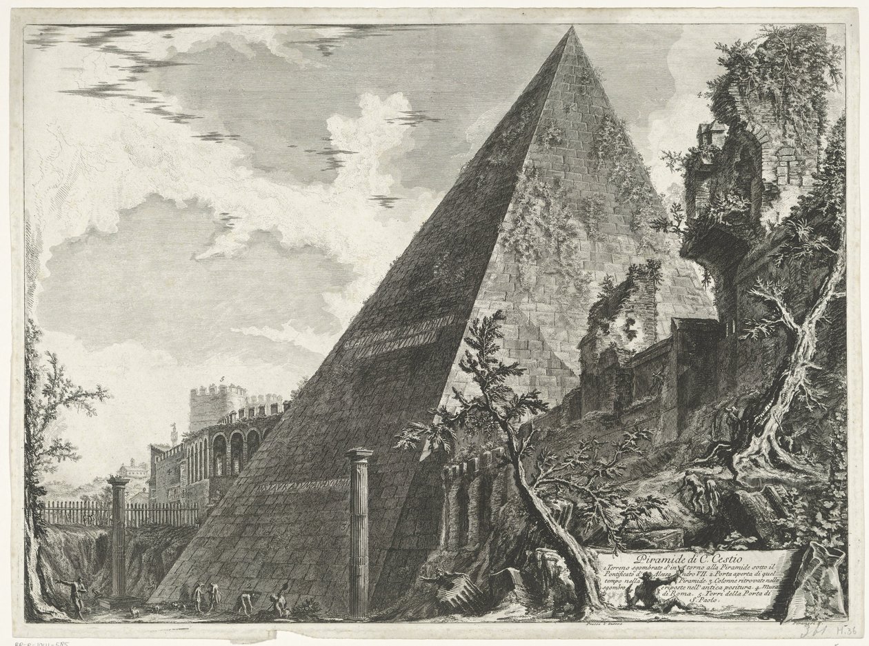 Pyramid of Cestius in Rome (Views of Rome) by Giovanni Battista Piranesi