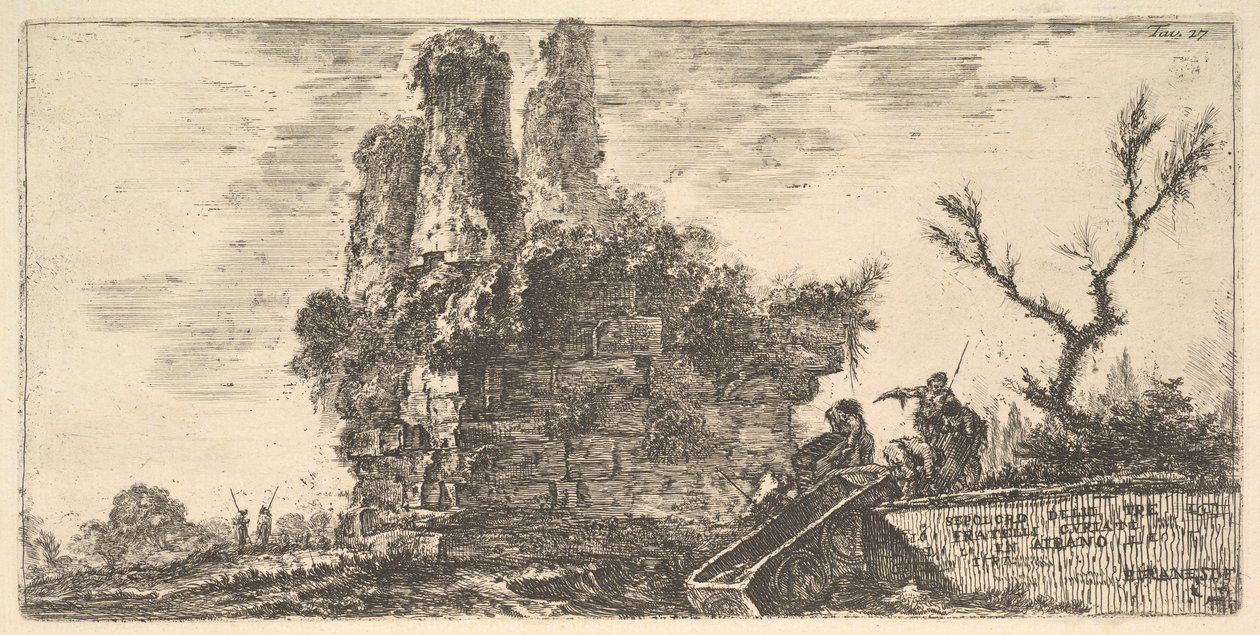 Plate 27: Tomb of the Three Curiatii Brothers in Albano, ca. 1748 by Giovanni Battista Piranesi