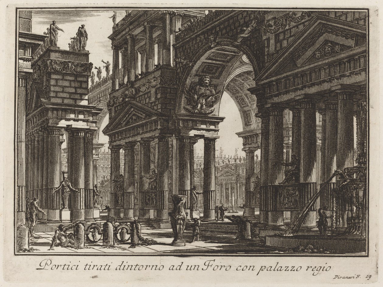 Porticoes Drawn Around a Forum with Royal Palace by Giovanni Battista Piranesi