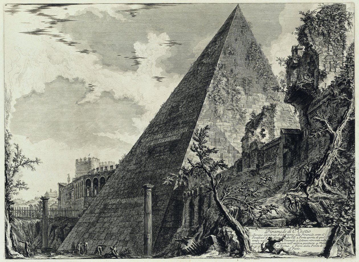 Pyramid of Gaius Cestius (from: Views of Rome) by Giovanni Battista Piranesi