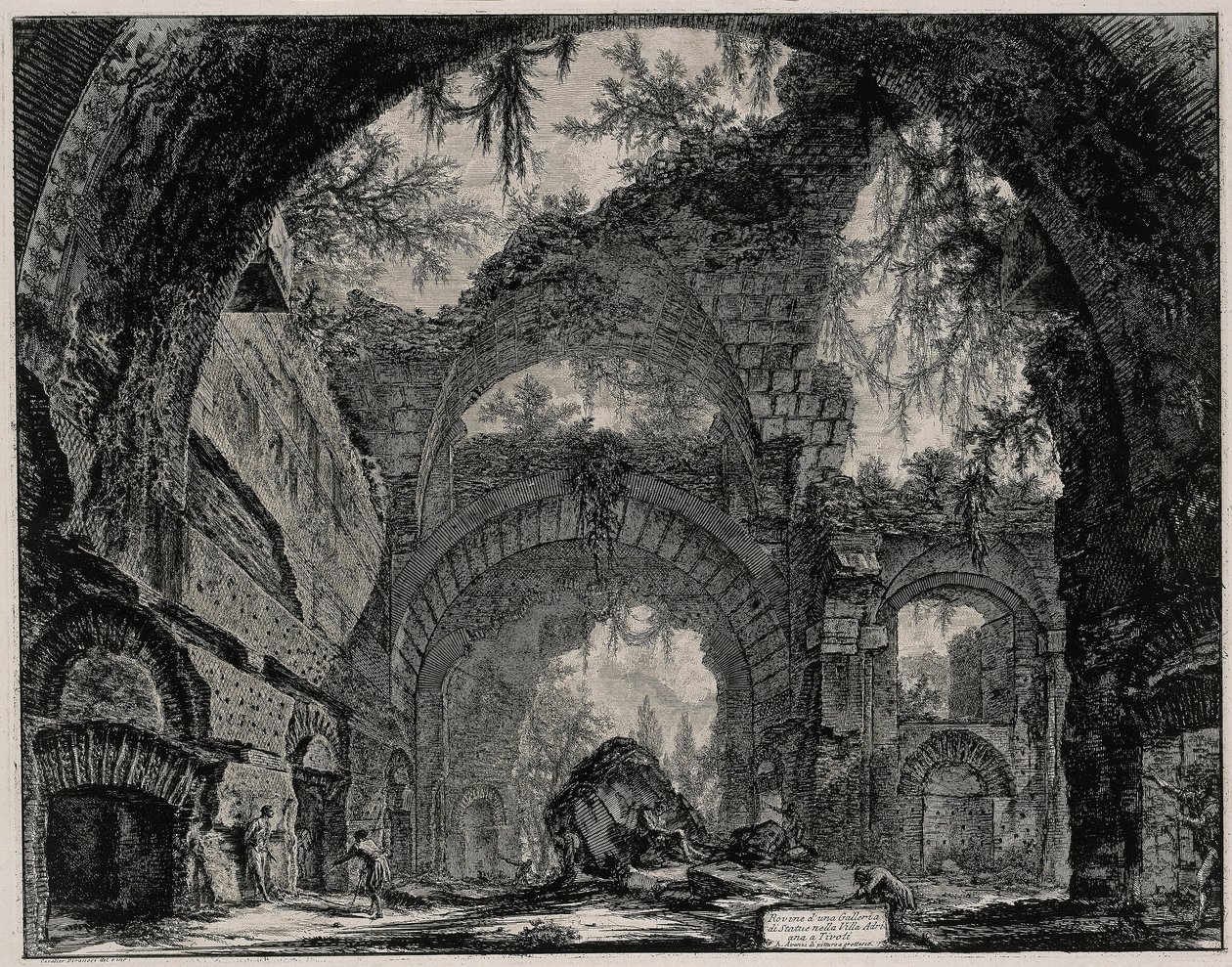 Ruins of a Statue Gallery in the Villa of Hadrian near Tivoli (from: Views of Rome) by Giovanni Battista Piranesi