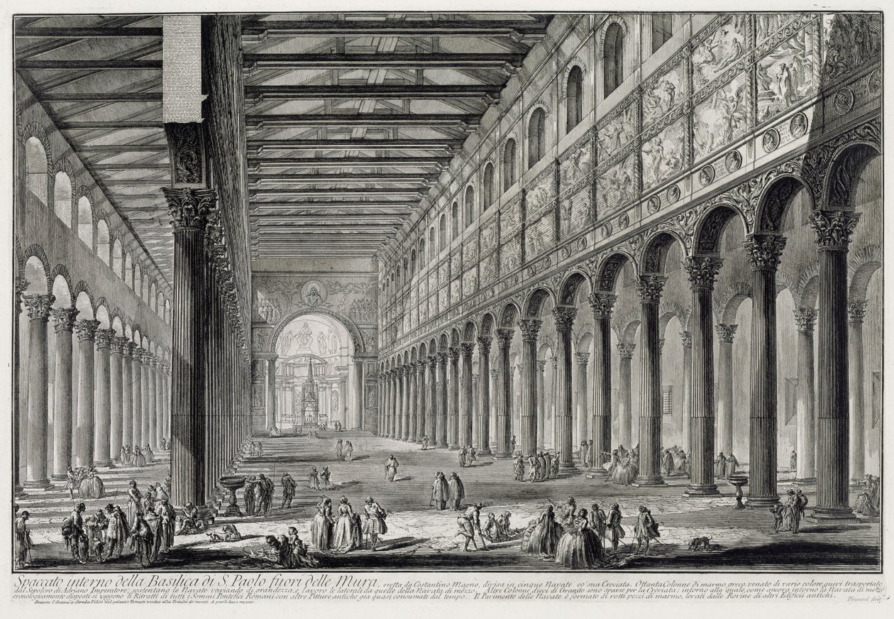 Section through the Interior of the Basilica San Paolo fuori le Mura (from: Views of Rome) by Giovanni Battista Piranesi