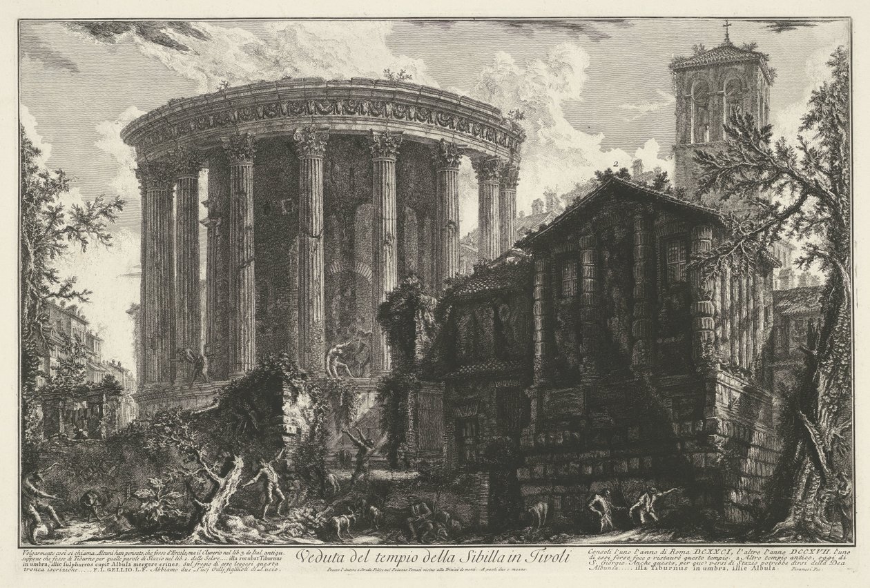 Temple of Vesta and the Temple of the Tiburtine Sibyl in Tivoli by Giovanni Battista Piranesi