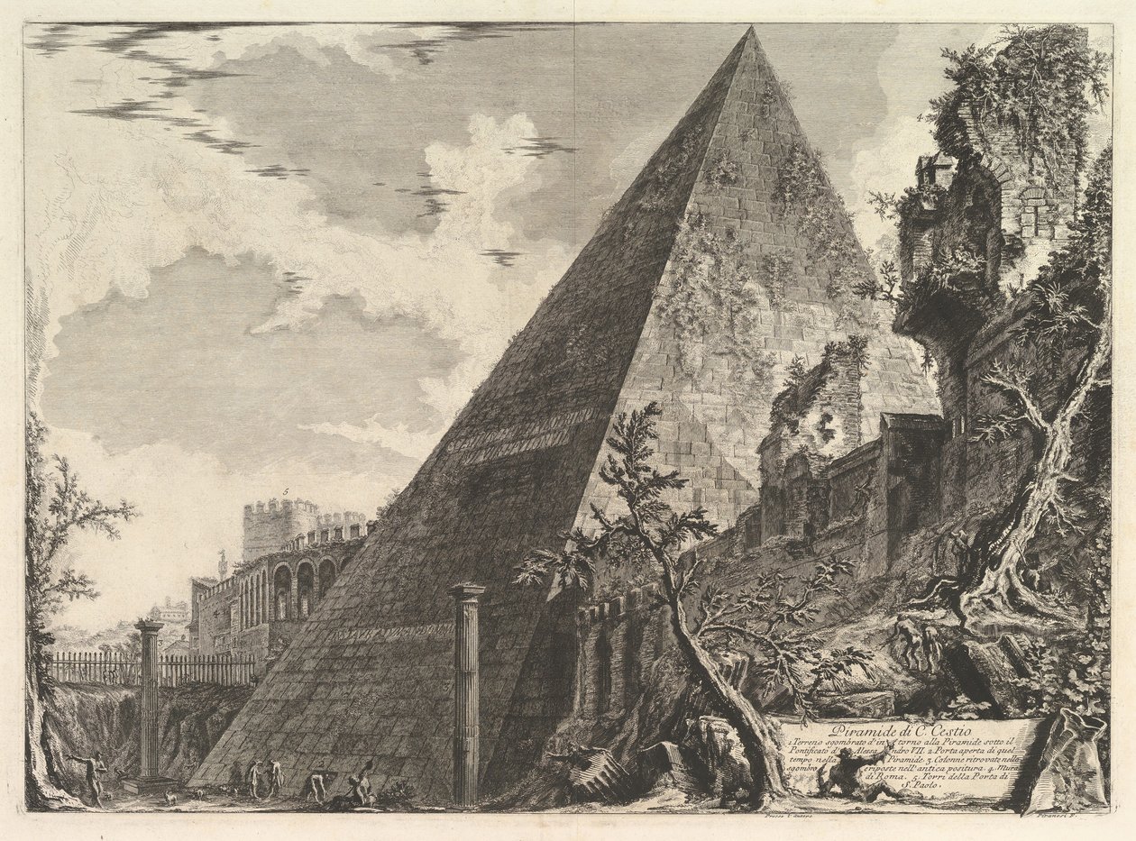 The Pyramid of Gaius Cestius, from Vedute di Roma, ca. 1756 by Giovanni Battista Piranesi