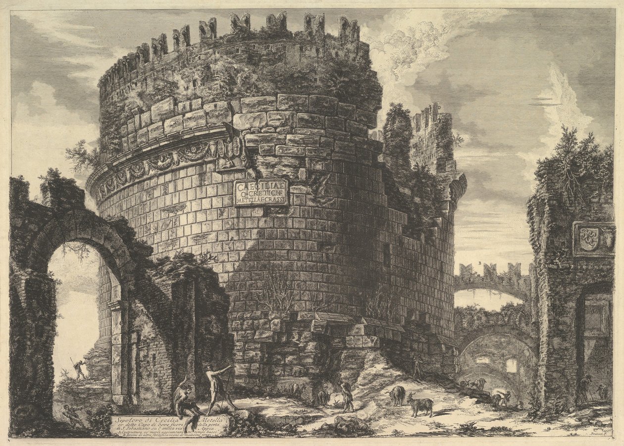 The Tomb of Caecilia Metella, from Roman Views by Giovanni Battista Piranesi