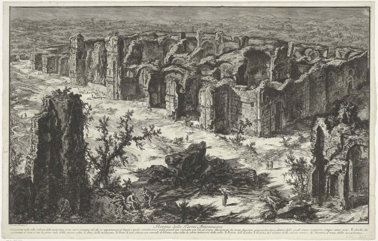 Baths of Caracalla in Rome Rovine delle Terme Antoniniane (title on object) Views of Rome (series title) Vedute di Roma disegnate ed incise da Giambattista Piranesi architetto Veneziano (series title) by Giovanni Battista Piranesi