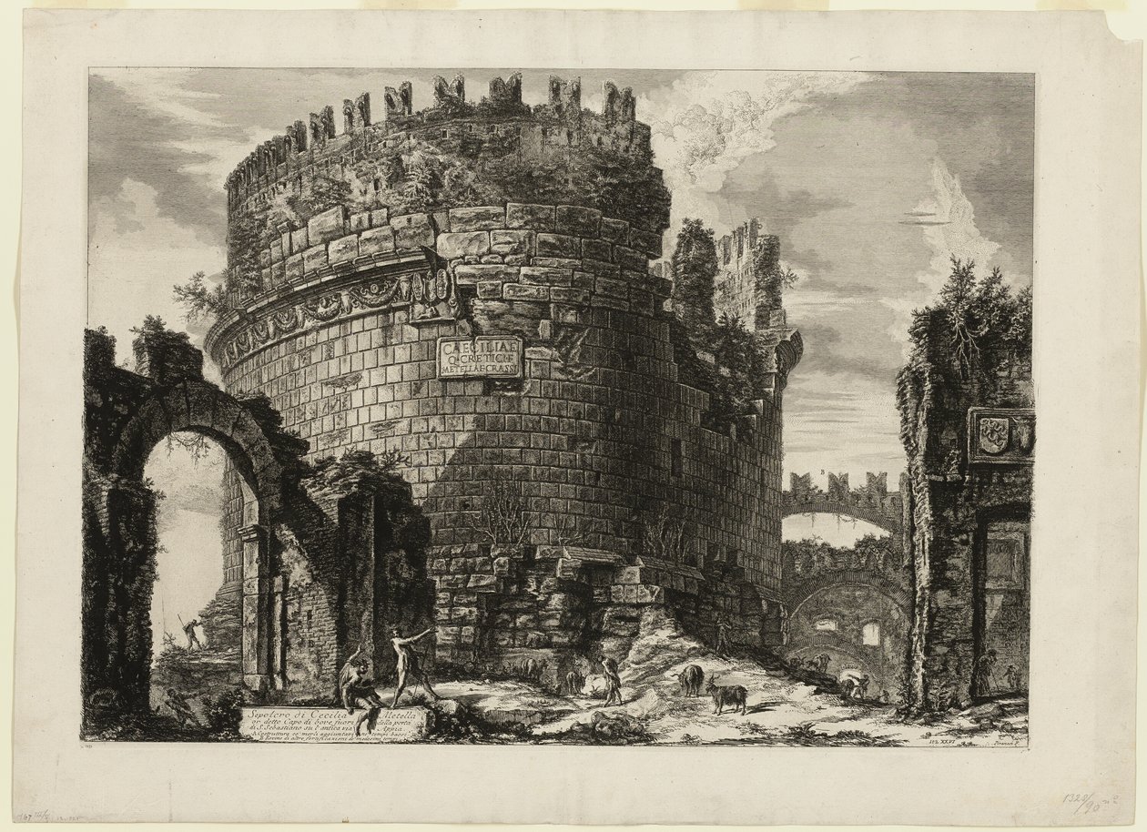 Tomb of Caecilia Metella, from Views of Rome by Giovanni-Battista Piranesi