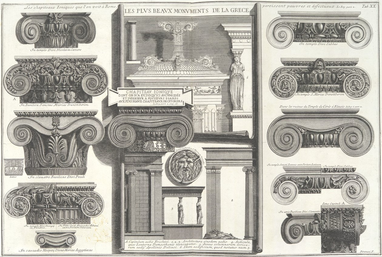 Various Roman Ionic Capitals Compared with Greek Examples, mid-18th century by Giovanni Battista Piranesi