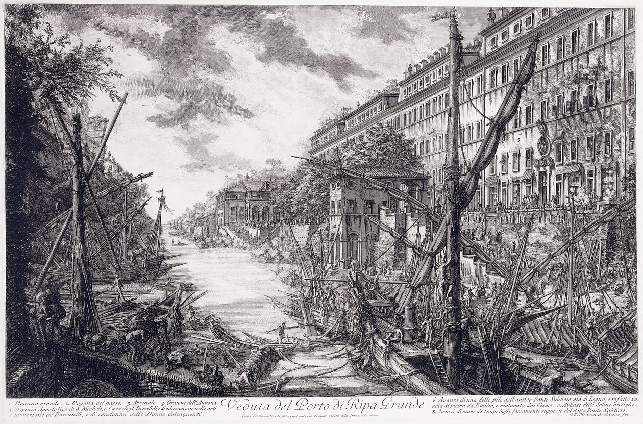 View of the Port of Ripa Grande, c.1760 by Giovanni Battista Piranesi