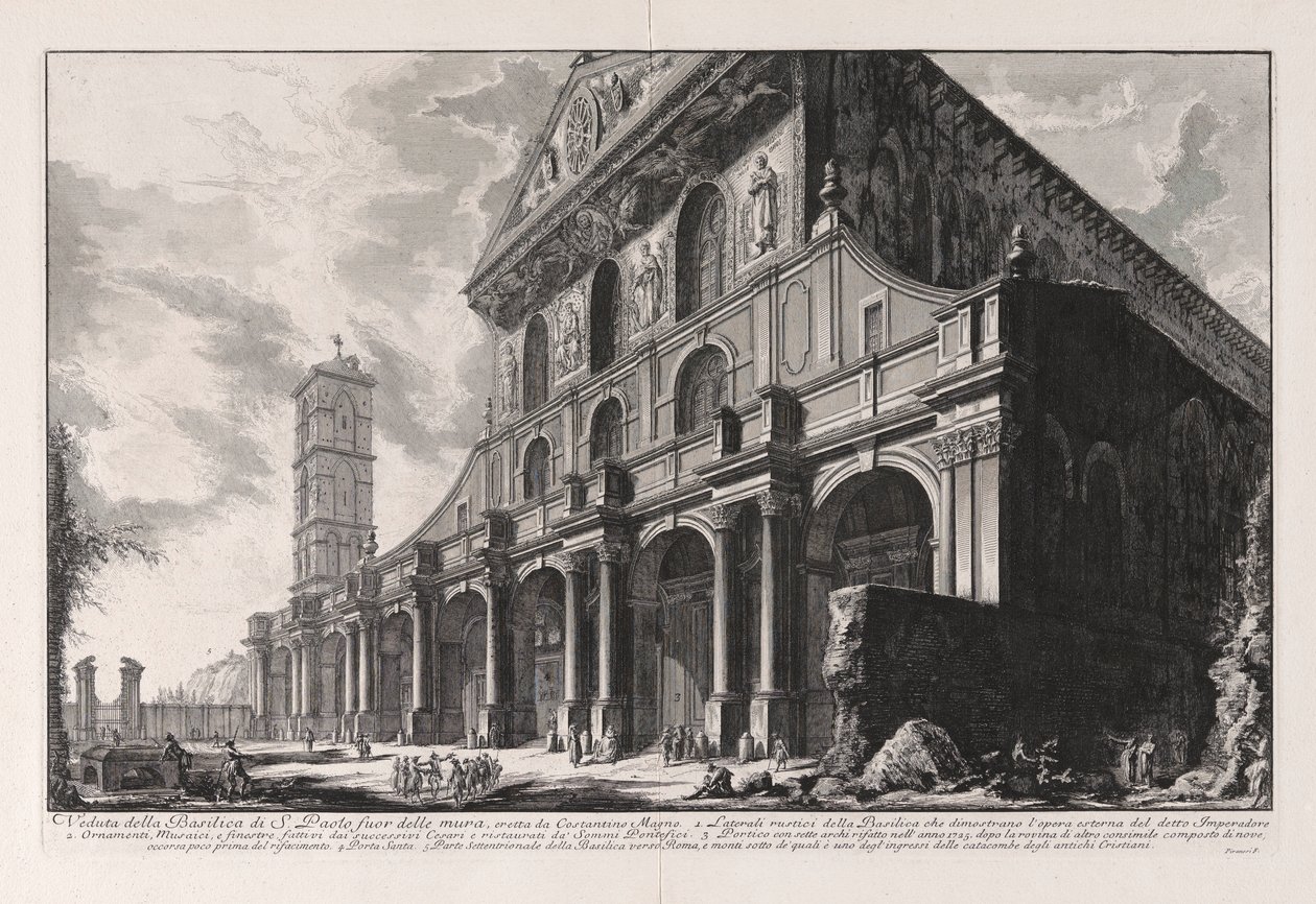 View of the Basilica of San Paolo fuori delle Mura, Built by Constantine the Great, from Views of Rome by Giovanni Battista Piranesi