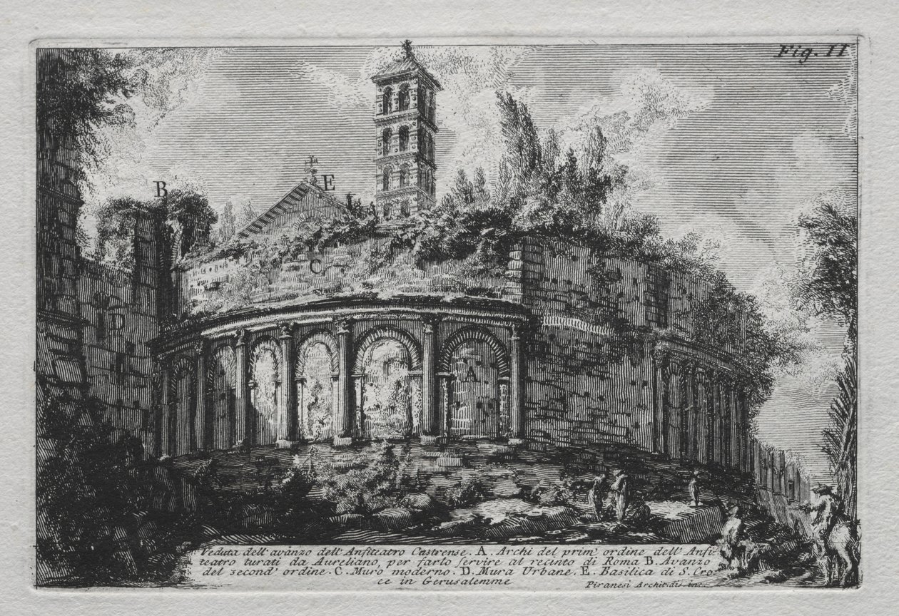 View of the remains of the Castrense Amphitheater by Giovanni Battista Piranesi