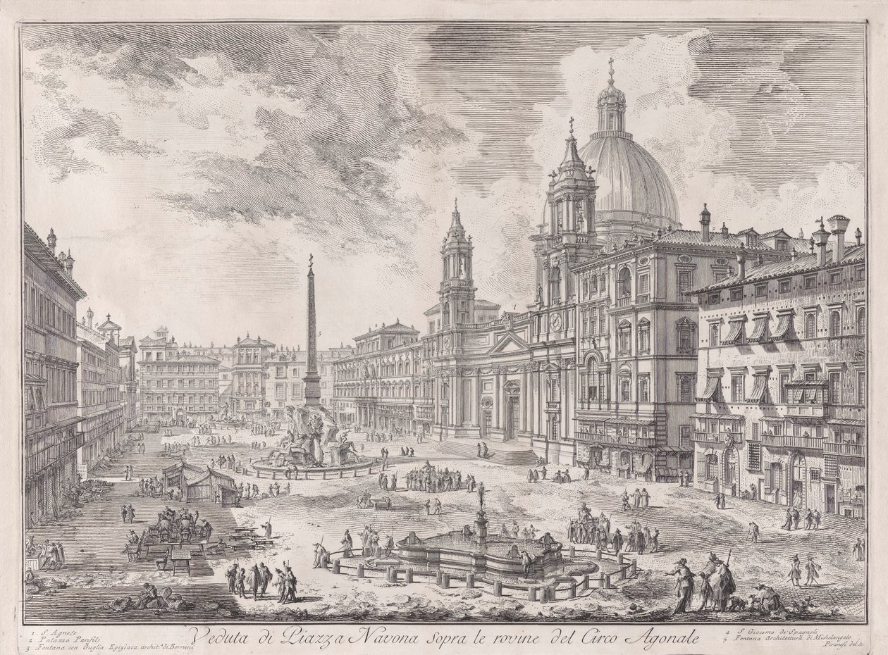 View of Piazza Navona Above the Ruins of the Circus of Domitian, from Views of Rome by Giovanni Battista Piranesi