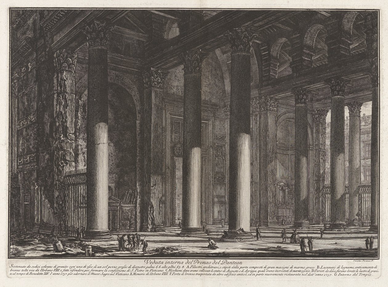 Interior View of the Pronaos of the Pantheon, from Vedute di Roma by Giovanni Battista Piranesi