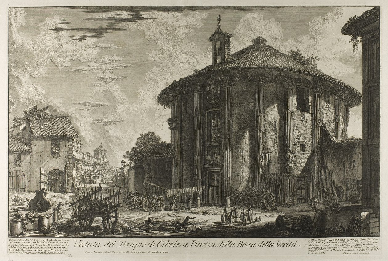 View of the Temple of Cybele in the Piazza of the Bocca della Verità, from Views of Rome by Giovanni Battista Piranesi