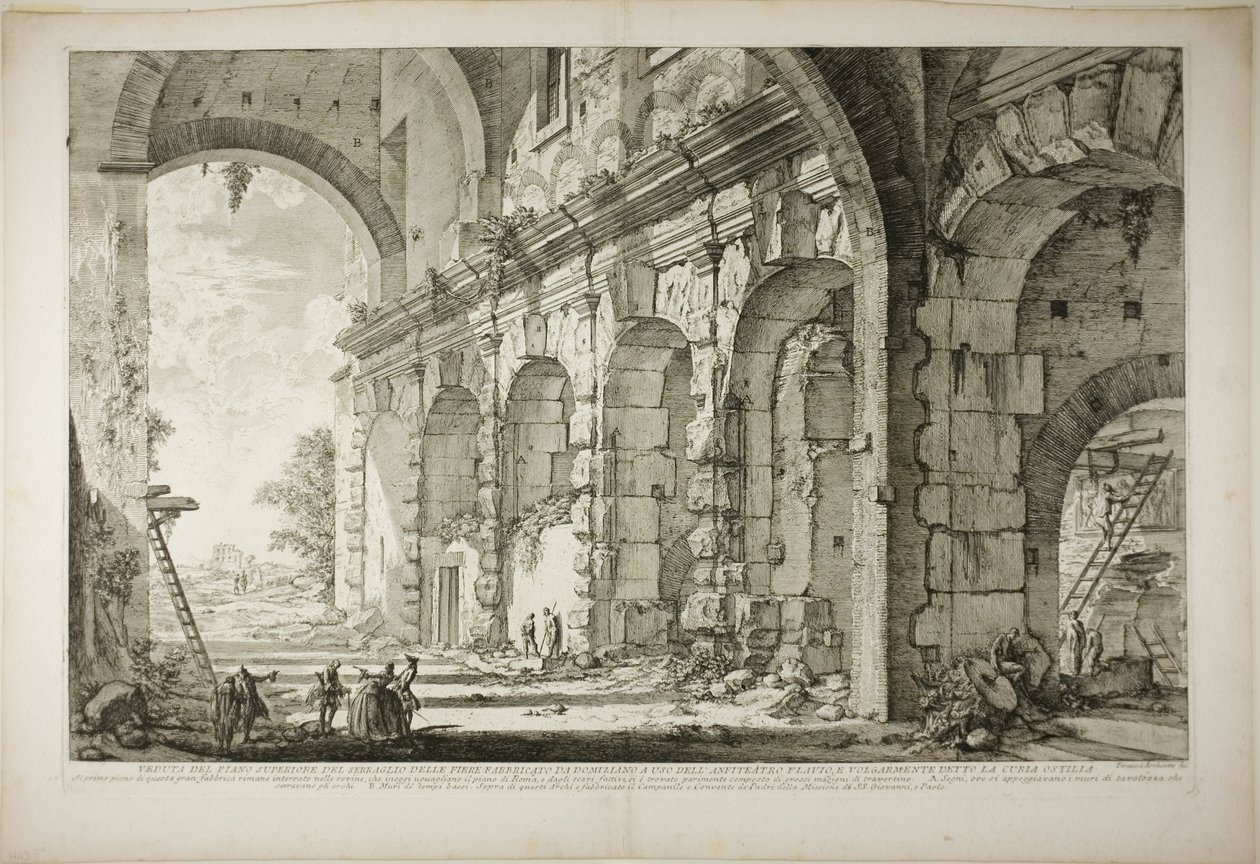View of the Upper Storey of the Cages for Wild Animals Built by the Emperor Domitian, Associated with the Flavian Amphitheater and Commonly Called the Curia Hostilia, from Views of Rome by Giovanni-Battista Piranesi