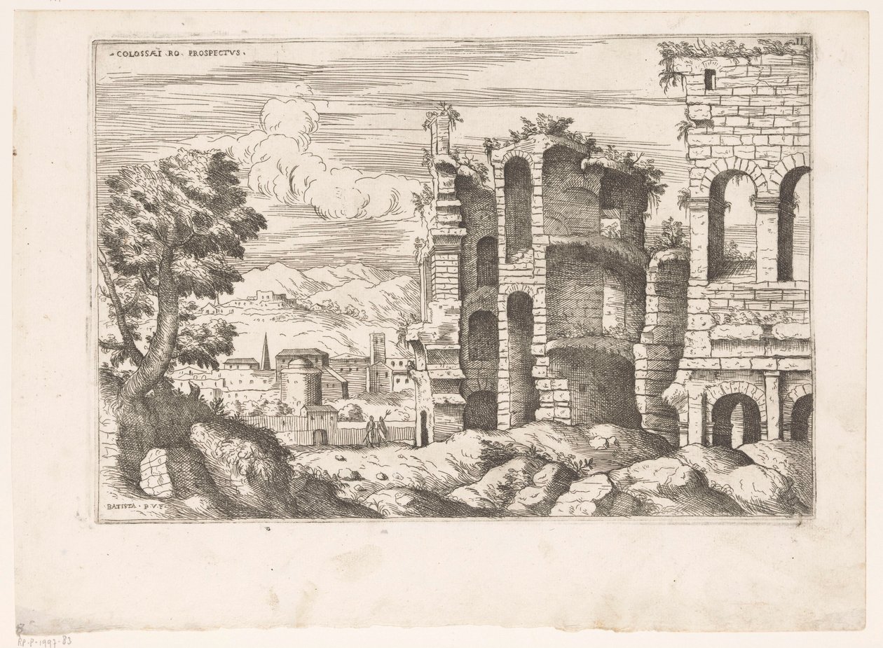 View of the Colosseum and Surroundings in Rome by Giovanni Battista Pittoni (I)