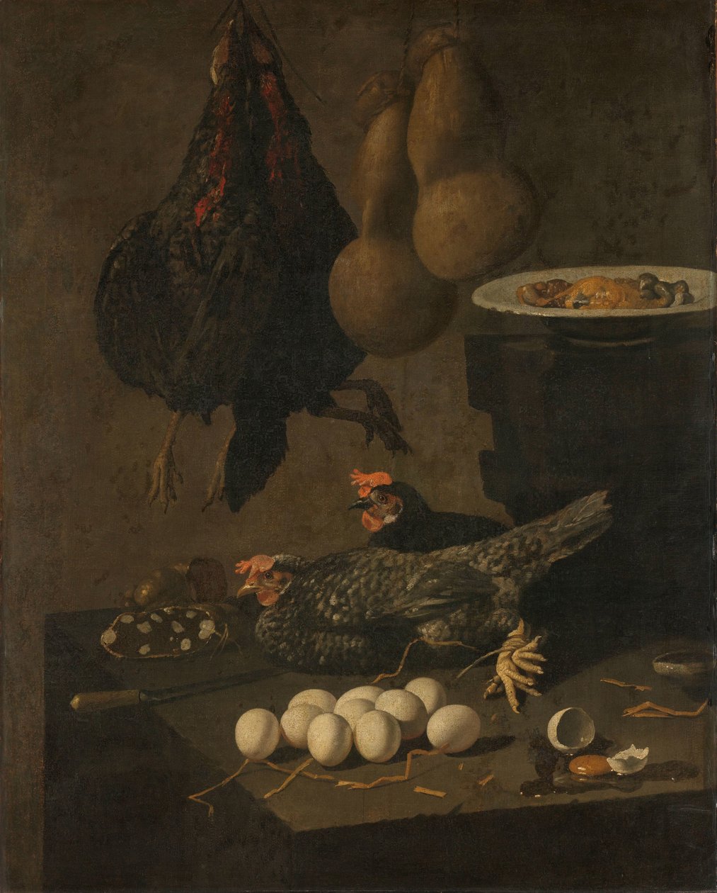 Still Life with Chickens and Eggs by Giovanni Battista Recco